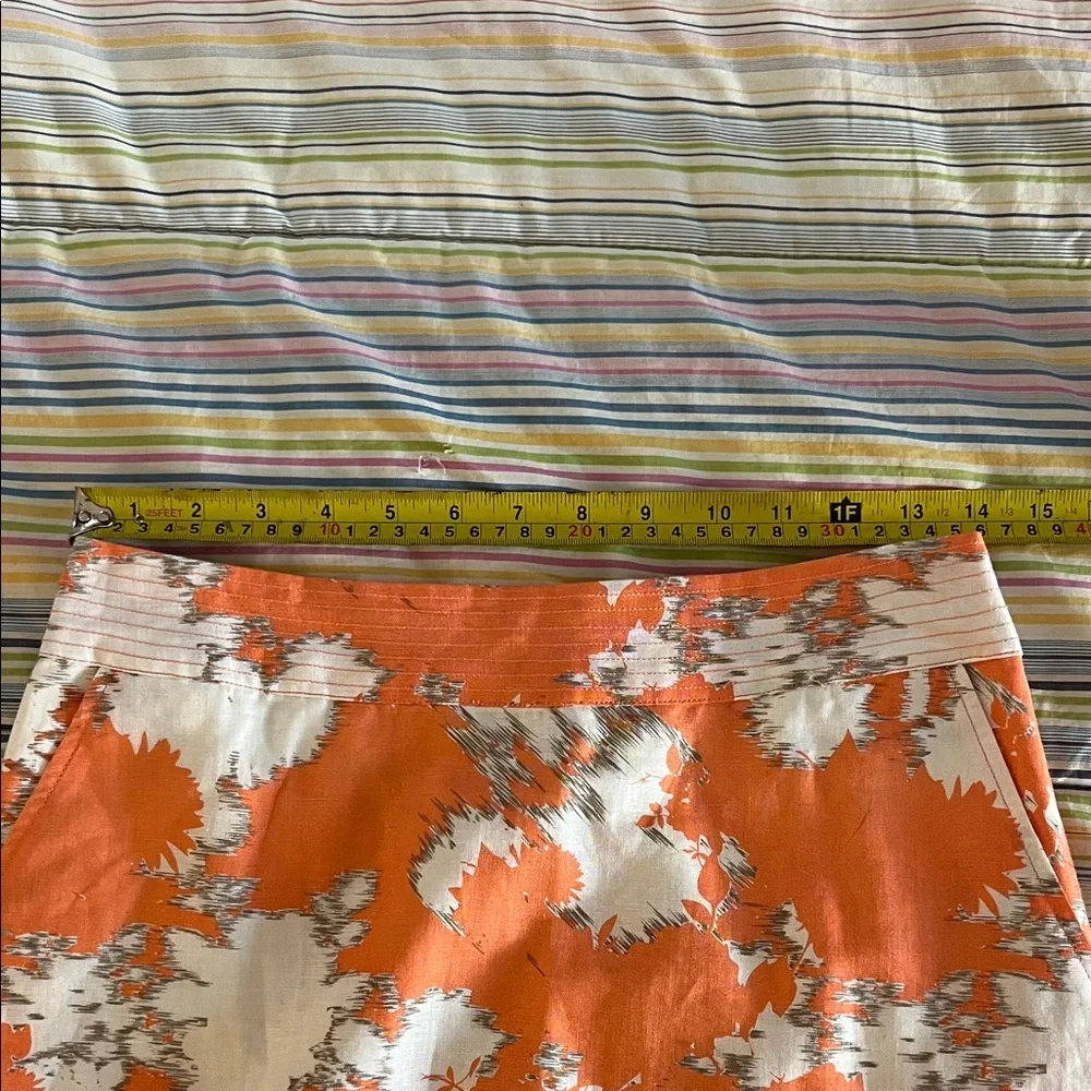 Chic Orange‎ and White Linen/Cotton Pencil Skirt 8